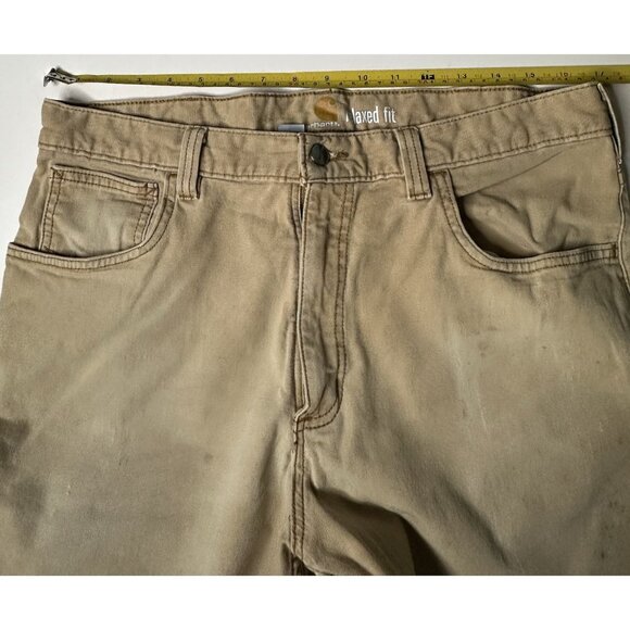 Carhartt Relaxed Fit Men's Khaki Canvas Work Pants Size 34x32 - Picture 9 of 9